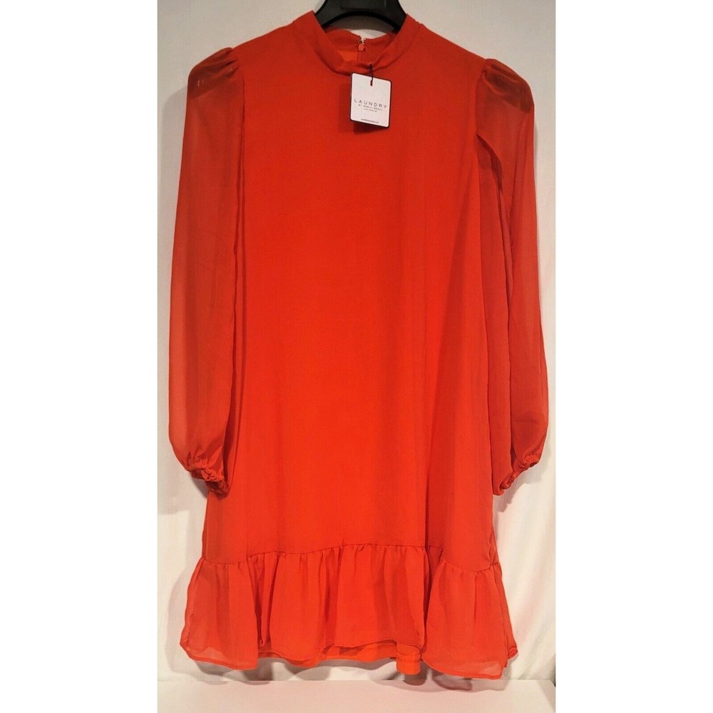 NWT $138 Laundry by Shelli Segal Women's Ruffled Split Sleeve Mini Dress Sz 10